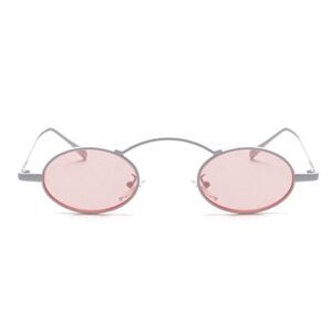 Pink Oval Lenses White Metal Frame Sunglasses Sunnies NEW